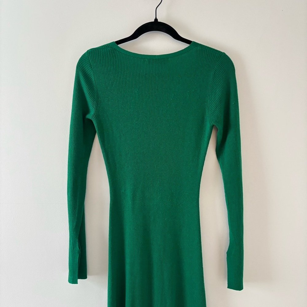 Bec + Bridge Freya Knit V-Neck Maxi Dress Formfitting Stretch Long Sleeve Slit - Picture 8 of 8